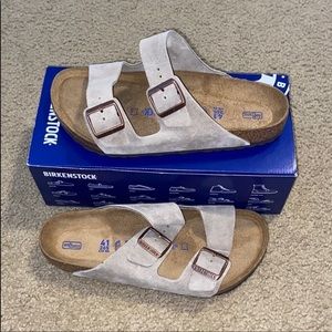 Birkenstock Arizona Taupe Suede Leather Size 10